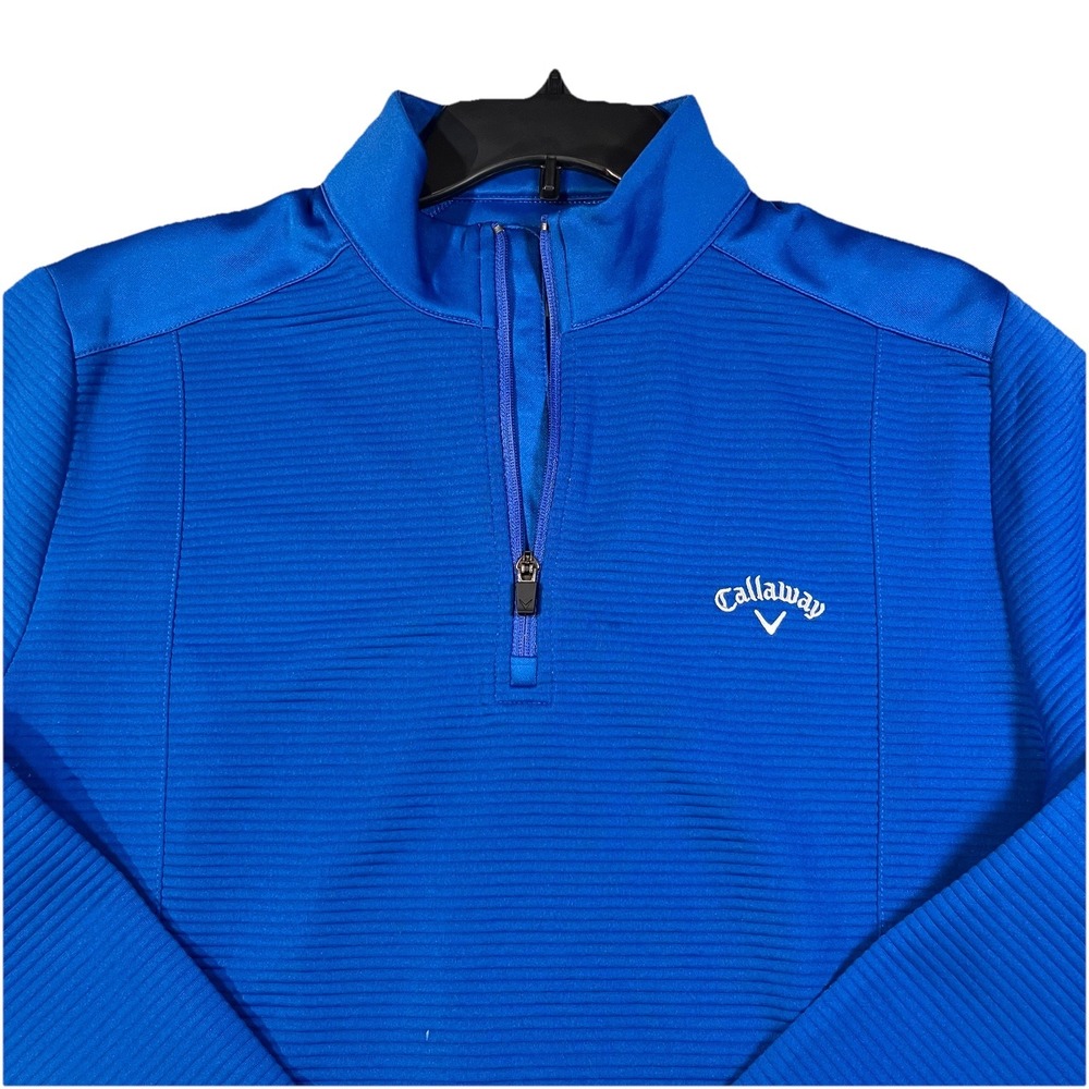 Callaway Men's Ribbed‎ Golf 1/4 Zip Pullover Size M Blue EUC